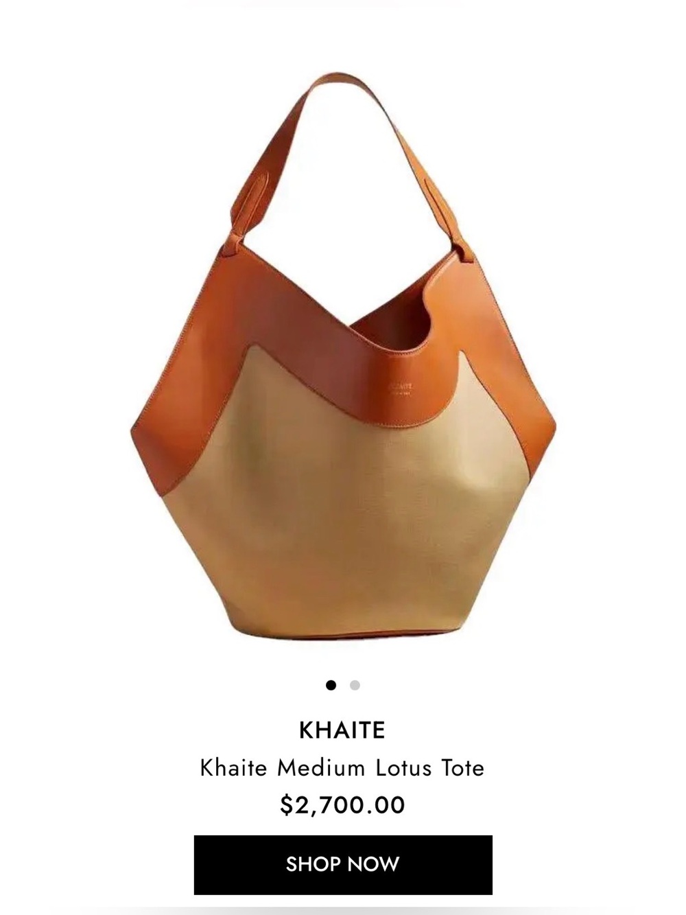 NEW KHAITE Medium Lotus Tote Honey Tan Leather Canvas Shoulder Bag purse $2700 - Picture 14 of 14